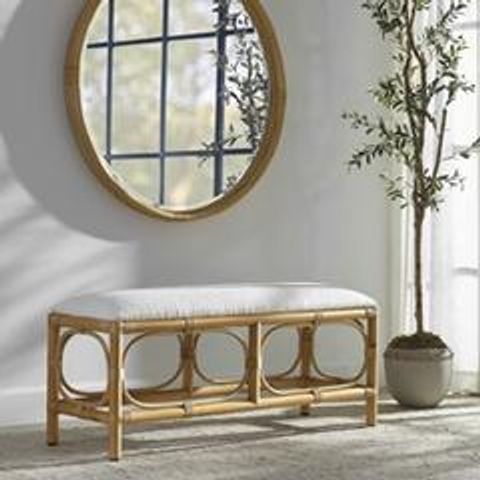 Laguna White Fabric Rattan Bench (23755) By Uttermost for The Art of Styling with a Laguna White Fabric Rattan Bench